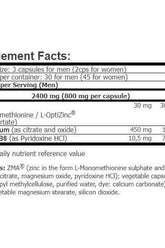 Supplement facts for Amix ZMA® showing ingredients and serving size details.